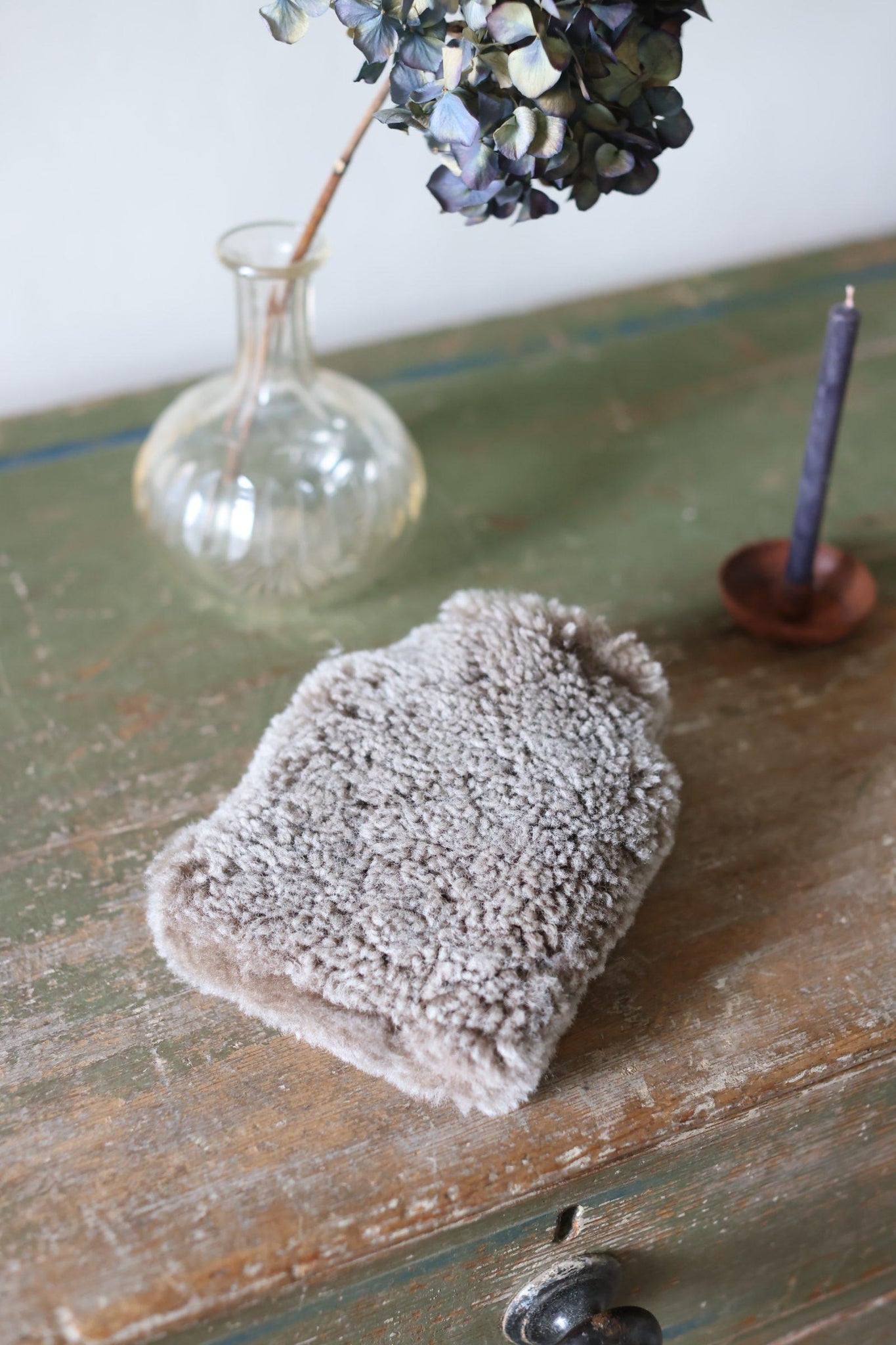 Micro Hotwater Bottle and Cover in Taupe Sheepskin