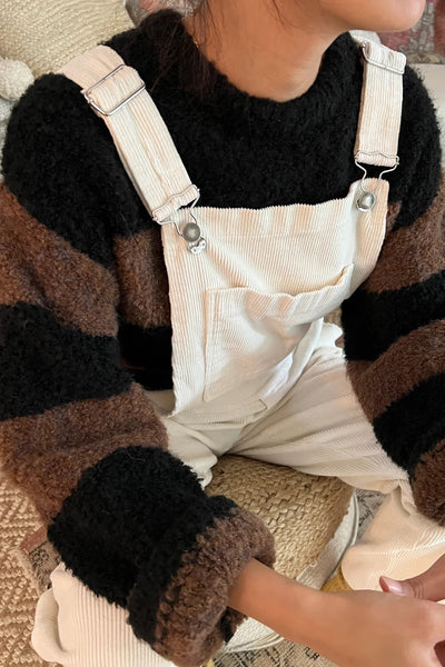 Simone Sweater in Black and Espresso Stripe