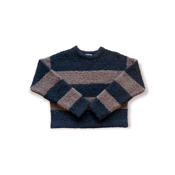 Simone Sweater in Black and Espresso Stripe