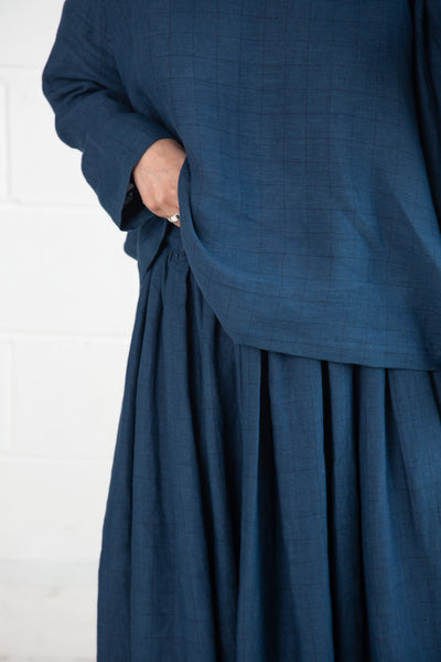 Dale Skirt in Blue Linen
