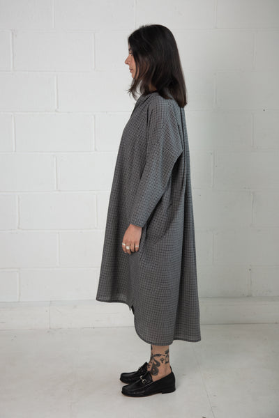 Thomas Dress in Grey Check Wool