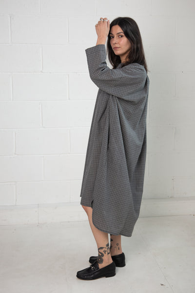 Thomas Dress in Grey Check Wool