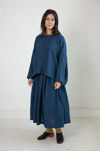 Bradley Top in Blue Linen