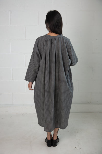 Thomas Dress in Grey Check Wool