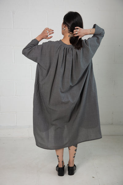 Thomas Dress in Grey Check Wool