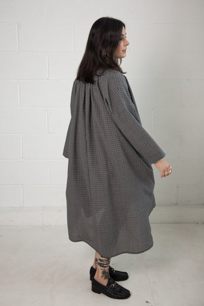 Thomas Dress in Grey Check Wool