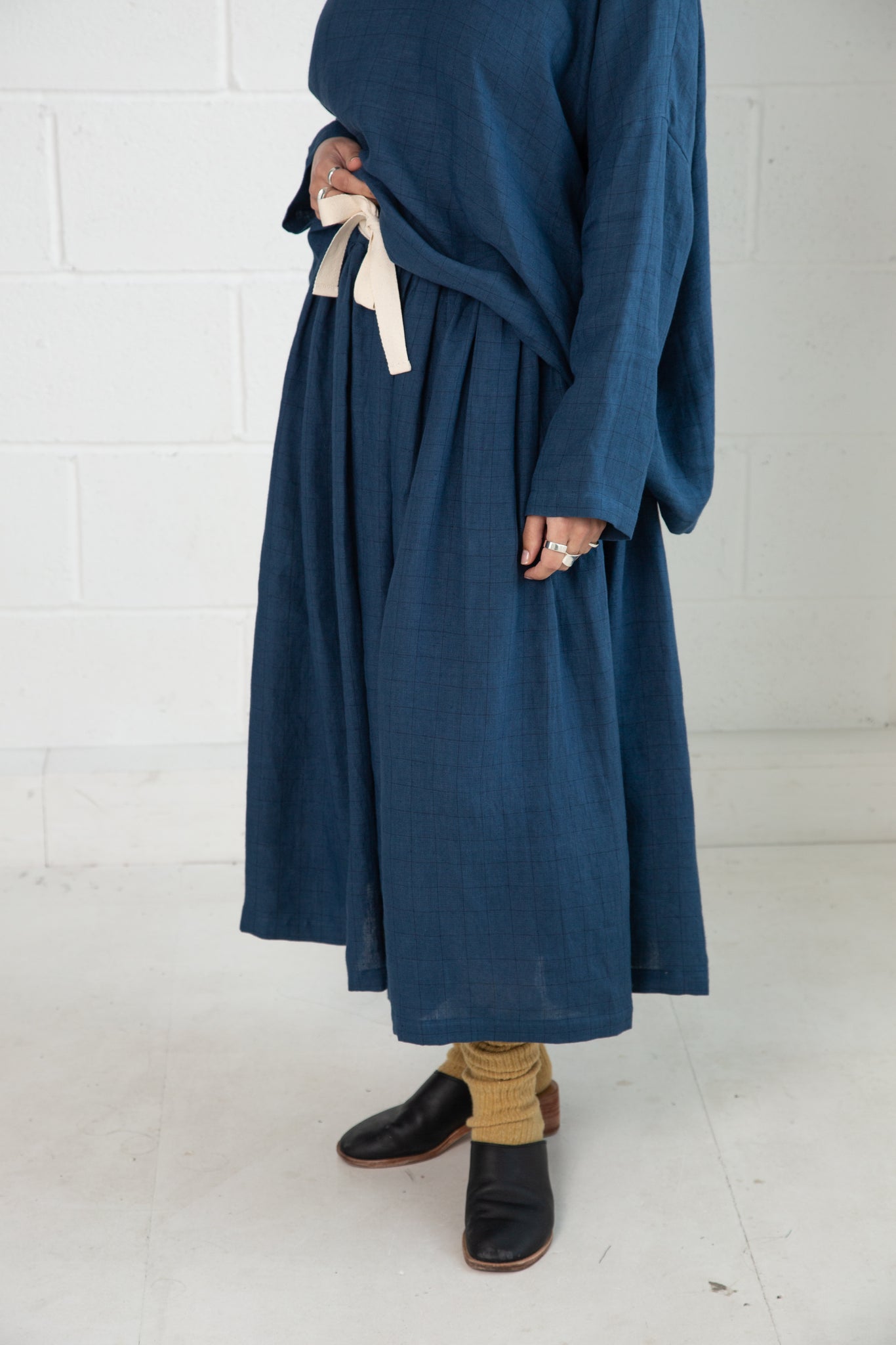 Dale Skirt in Blue Linen