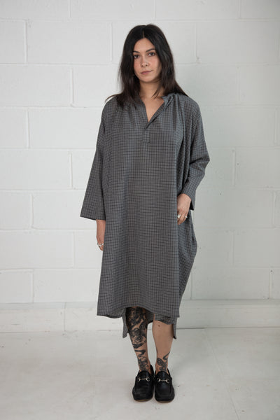Thomas Dress in Grey Check Wool