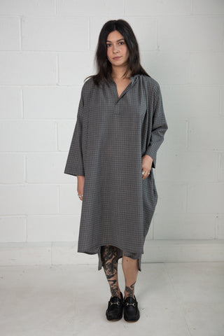 Thomas Dress in Grey Check Wool