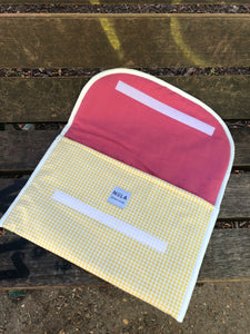 Laptop Sleeve in Yellow Check with Pink Interior