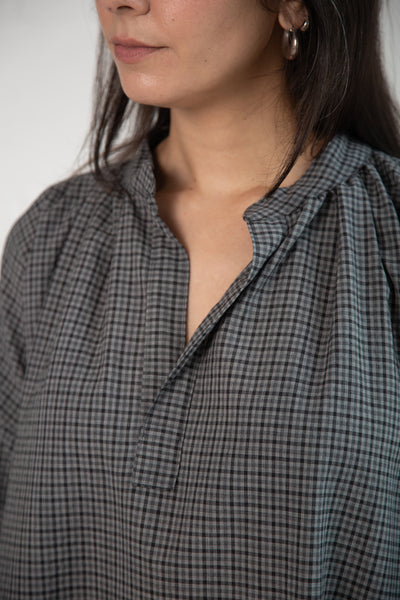 Thomas Dress in Grey Check Wool