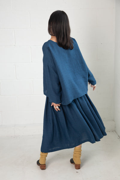 Dale Skirt in Blue Linen