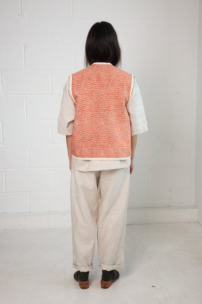 Warwick Vest in Orange Velvet (Reversible)