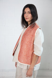 Warwick Vest in Orange Velvet (Reversible)