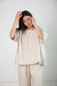 Bradley Top in Ecru Linen