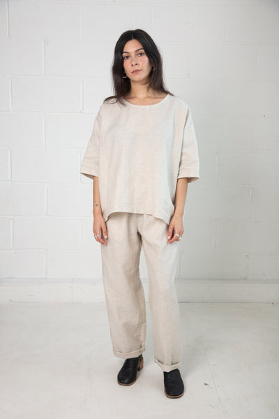 Bradley Top in Ecru Linen