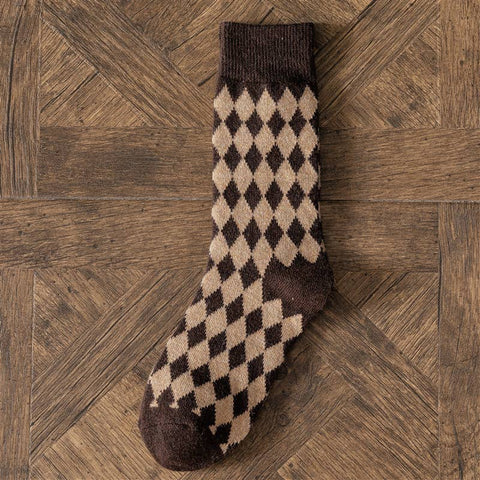 Vintage Knitted Crew Socks in Brown