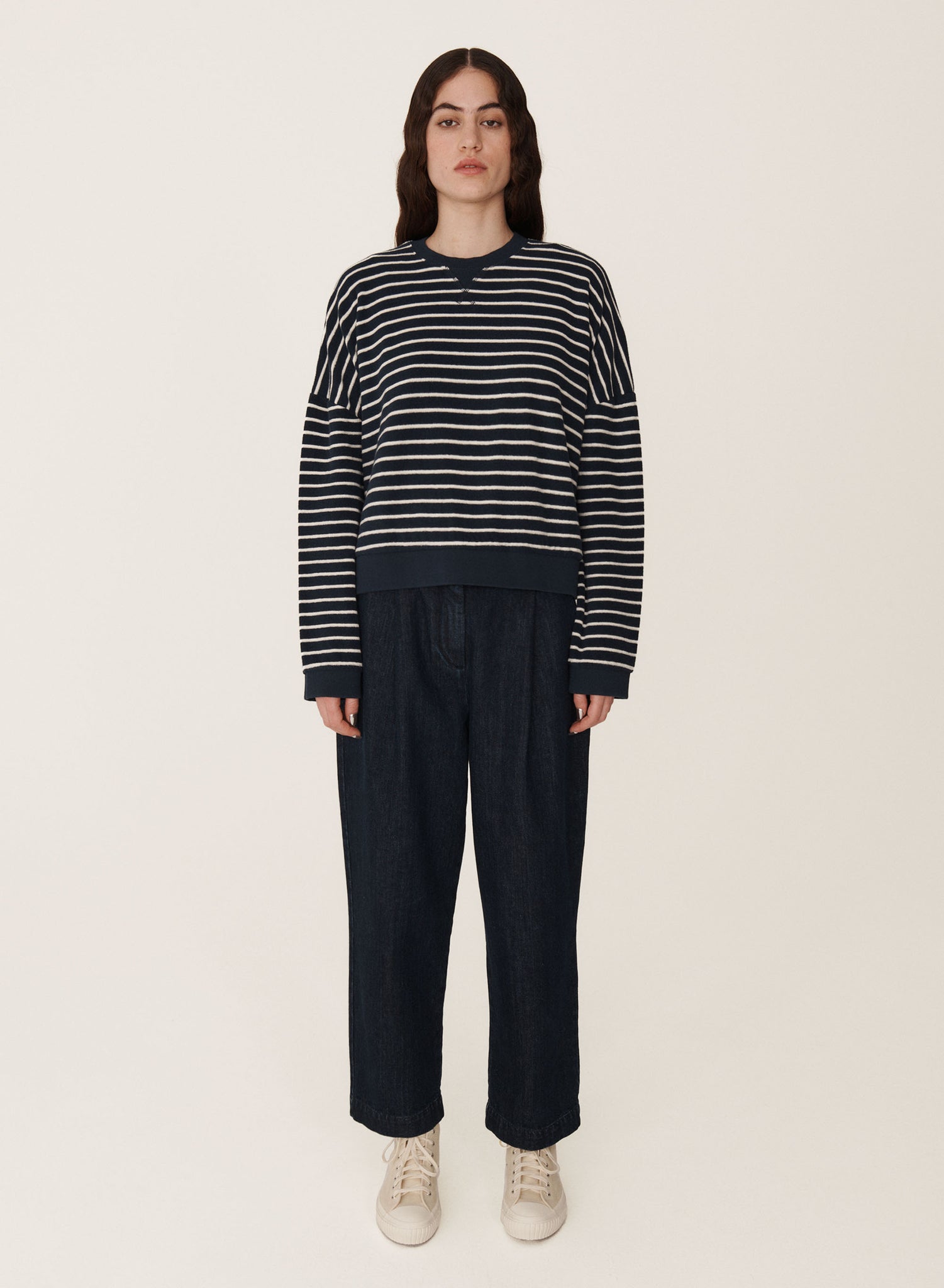 Earth Almost Grown Sweatshirt in Navy and Ecru Stripe