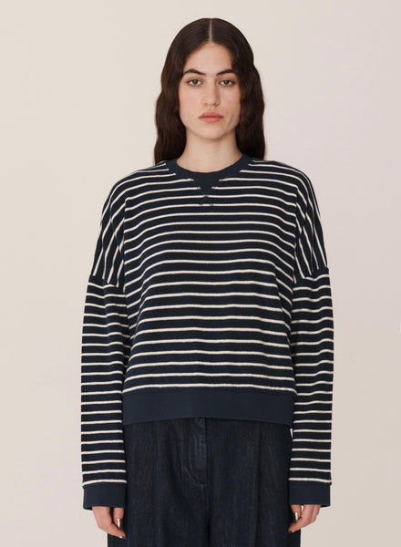 Earth Almost Grown Sweatshirt in Navy and Ecru Stripe