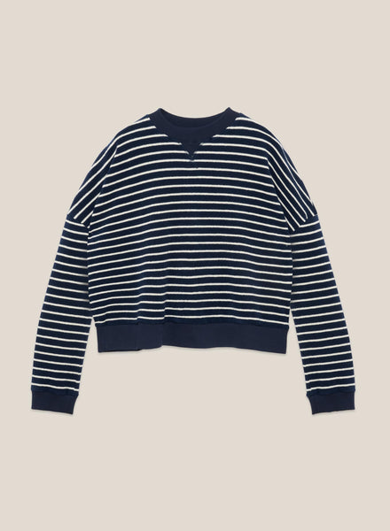 Earth Almost Grown Sweatshirt in Navy and Ecru Stripe