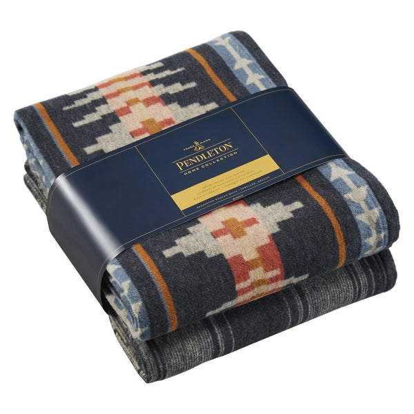 Cotton Throw Gift Pack Set of 2 in Trail Ridge Navy
